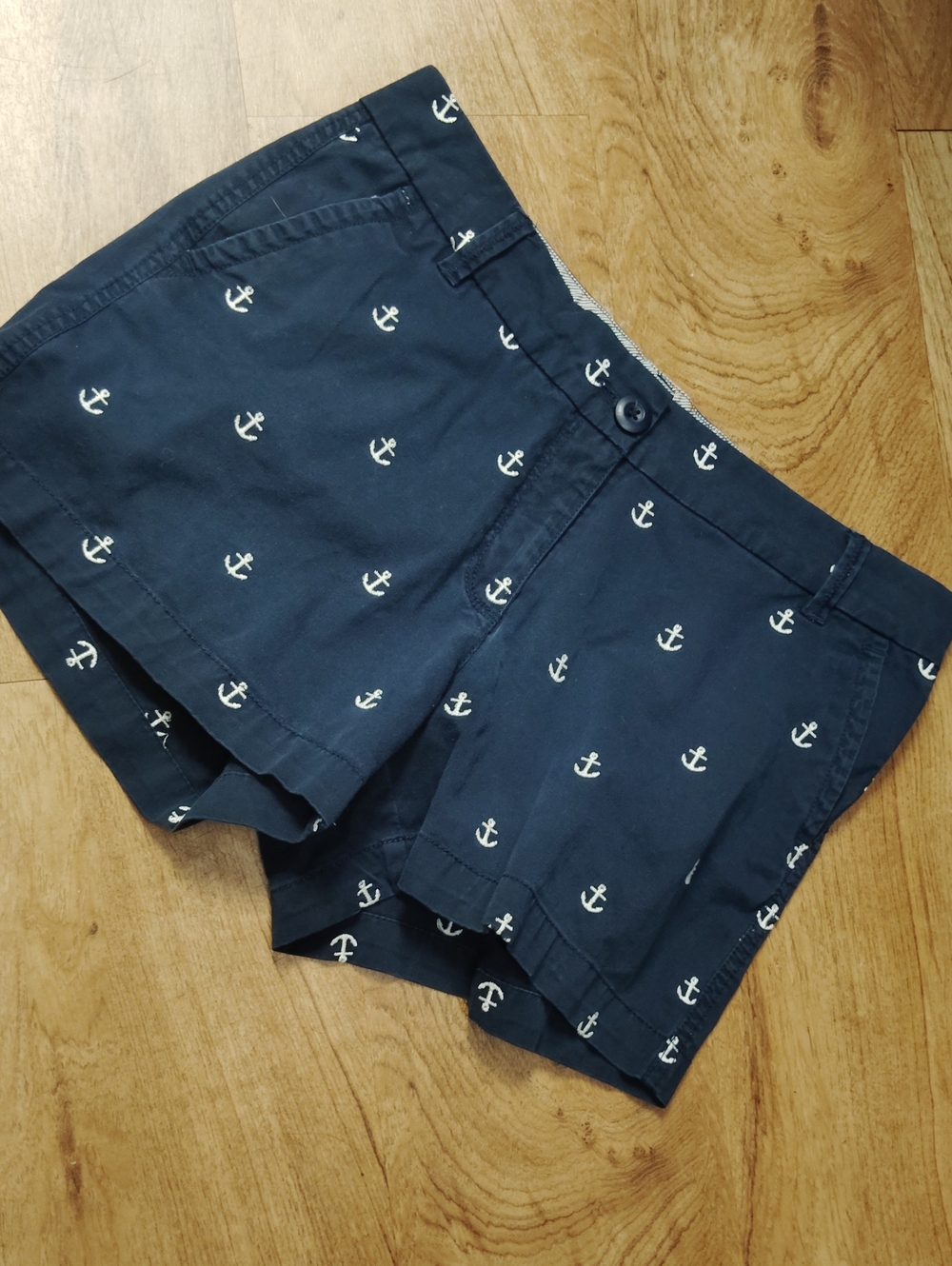 crown & ivy Navy Anchor-Print Flat Front Shorts